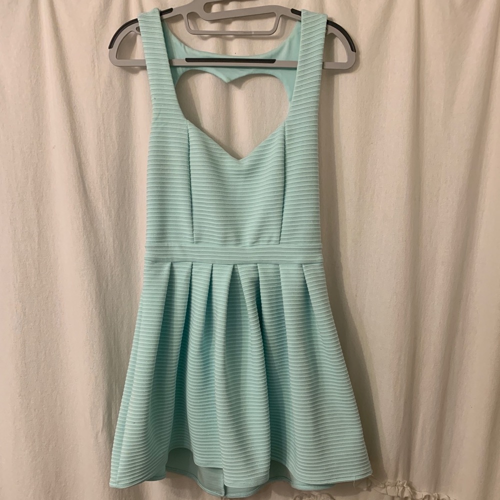 Couture Open Back V-Neck Dress - baby blue